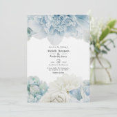 青い芍薬の結婚式招待状 招待状 (スタンド正面)