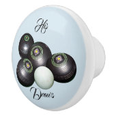 青い芝生のボウリングの彼のドロー セラミックノブ (右)