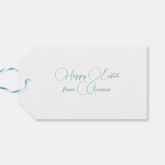 青い花かごイースターギフト付き白猫ラベル ギフトタグ (裏面横)