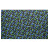 青い花か緑の葉または民芸の花柄または黒 ファブリック (ファットクウォーター)