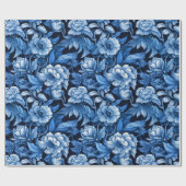 青い花がドラマチックにかわいらし咲く ラッピングペーパー (フラット)