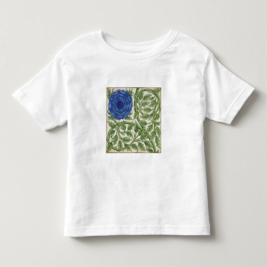 青い花が付いている植物(w/c紙で) トドラーTシャツ (正面)