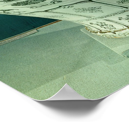 青い花が咲いた大き飾い「くおうあ」 ポスター (角)