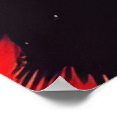 青い花が赤い背景を持つ愛らしいアライグマ ポスター (角)