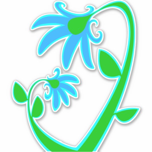 青い花が2つ シール (正面)