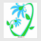 青い花が2つ シール (シート)