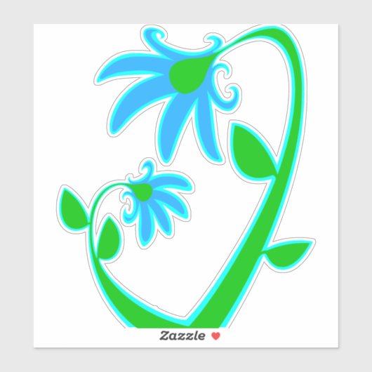 青い花が2つ シール (シート)