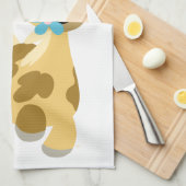 青い花とかわいい漫画のポニー キッチンタオル (四つ折り)