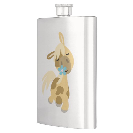 青い花とかわいい漫画ポニークラシックフラスコ フラスク (左)