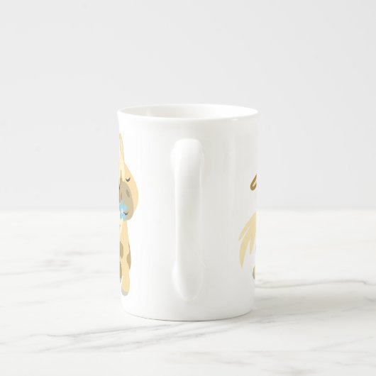 青い花とかわいい漫画ポニーボーン中国マグ ボーンチャイナマグカップ (裏面)