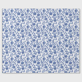 青い花とつる植物 ラッピングペーパー (フラット)