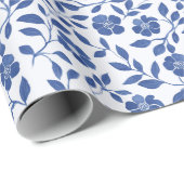 青い花とつる植物 ラッピングペーパー (ロールコーナー)
