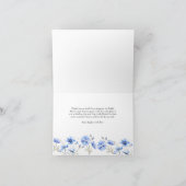 青い花とエレガントなカリグラフィー サンキューカード (内部)