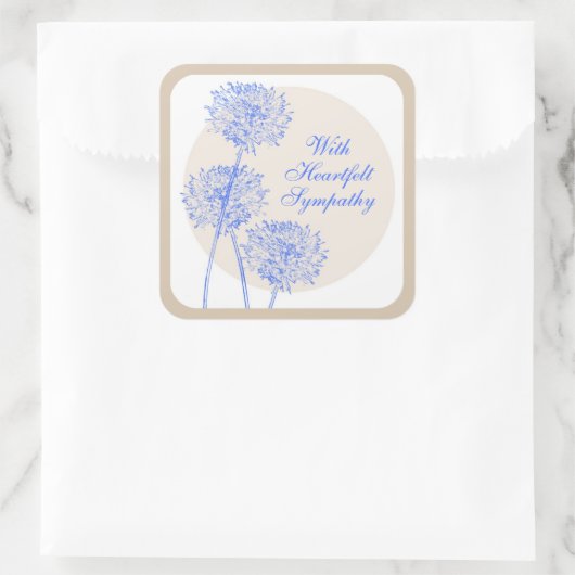 青い花とタンサークルステッカー スクエアシール (バッグ)