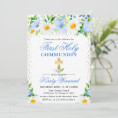 青い花とデイジーの聖餐式 招待状 (スタンド正面)