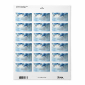 青い花とパールの返送先ラベル ラベル (フルシート)