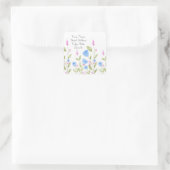 '青い花とピンクの果実'ラベル スクエアシール (バッグ)