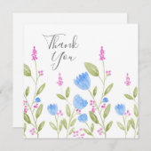 '青い花とピンクの果実'水色 サンキューカード (正面/裏面)