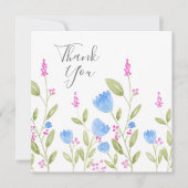 '青い花とピンクの果実'水色 サンキューカード (正面)