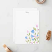 '青い花とピンクの果実'水色 ノートカード (正面/裏面インサイチュ)