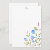 '青い花とピンクの果実'水色 ノートカード (正面/裏面)