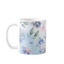 青い花とピンクの蝶