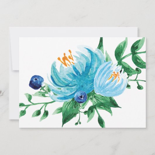 青い花とブルーベリー赤ちゃんシャワー 招待状 (裏面)