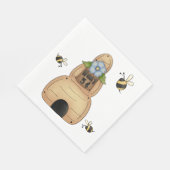 青い花とミツバチが咲くミツバチの巣箱 スタンダードランチョンナプキン (角)