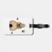 青い花とミツバチが咲くミツバチの巣箱 ラゲッジタグ (裏面横)