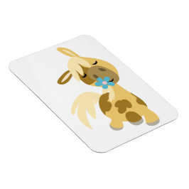 青い花と可愛い漫画ポニーフレキシブルマグネット マグネット