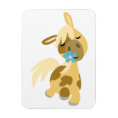 青い花と可愛い漫画ポニーフレキシブルマグネット マグネット (縦)