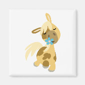 青い花と可愛い漫画ポニーマグネット マグネット (正面)