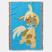 青い花と可愛い漫画ポニー スローブランケット (正面縦)