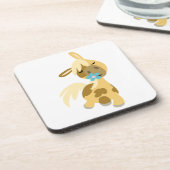 青い花と可愛らしい漫画のポニーコースターセット コースター (左側)