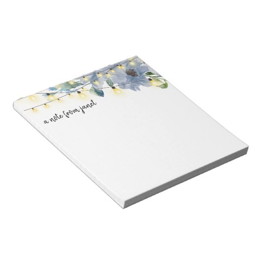 青い花と妖精のライパーソナライズされたト ノートパッド (アングル)