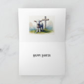 青い花と子羊イースター カード (内部)