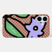 青い花と点と名前 Case-Mate iPhoneケース (裏面 (横))