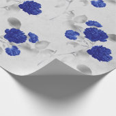 青い花と白葉色の ラッピングペーパー (角)