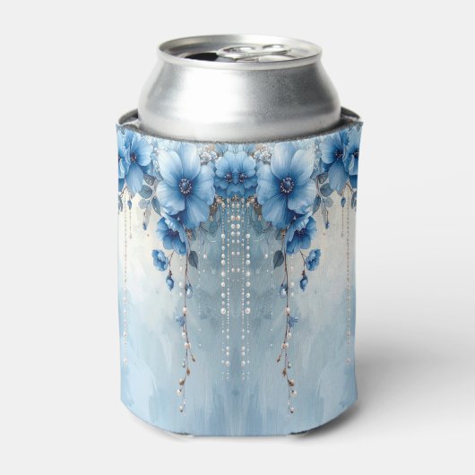青い花と真珠の缶クーラー 缶クーラー (缶正面)