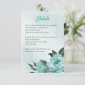 青い花と緑の植物のウェディング エンクロージャーカード (スタンド正面)