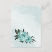 青い花と緑の植物のウェディング エンクロージャーカード (裏面)