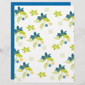 青い花と緑の葉のパターン： (正面/裏面)