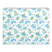 青い花と緑の黄色の白い背景 カレンダー (カバー)