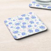 青い花と緑離れの花 コースター (左側)