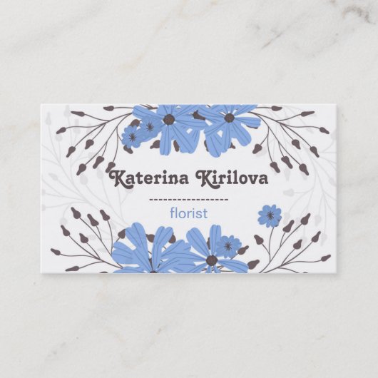 青い花と花束の花束 名刺 (正面)