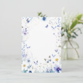 青い花と蝶が飾られたウェディング 招待状 (スタンド正面)