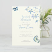 青い花と蝶イエローブライダルシャワー 招待状 (スタンド正面)