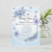青い花と蝶ブライダルシャワー 招待状 (スタンド正面)