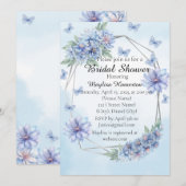 青い花と蝶ブライダルシャワー 招待状 (正面/裏面)