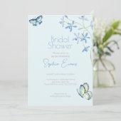 青い花と蝶ブルーブライダルシャワー 招待状 (スタンド正面)